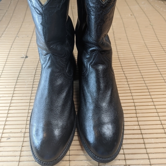 Ariat Heritage Roper Boots Men's 9 EE Western Black Rancher Cowboy Gently Worn. - Picture 2 of 11